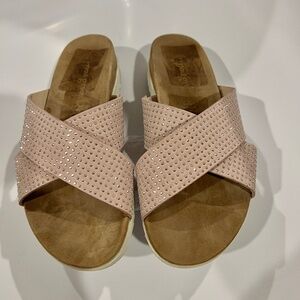Paul Green Slide Sandal Pink Suede / Silver Studs Size 3 UK = 5.5 US